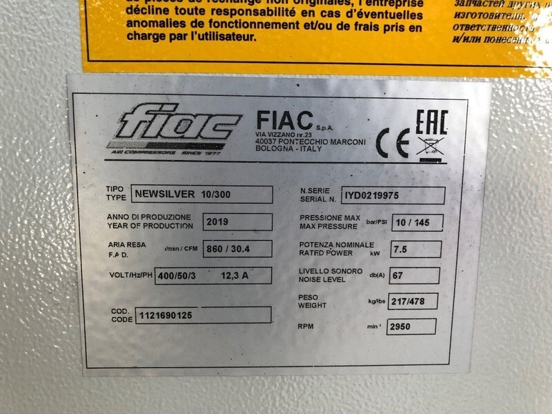 Fiac New Silver 10 / 300 Silent 7.5 kW 860 L / min 10 bar Elektrische Schroefcompressor met ketel - Vzduchový kompresor: obrázok 5 Fiac New Silver 10 / 300 Silent 7.5 kW 860 L / min 10 bar Elektrische Schroefcompressor met ketel - Vzduchový kompresor: obrázok 5