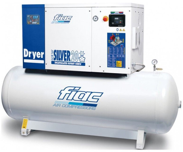 Fiac New Silver D 20 / 500 Silent 15 kW 1900 L / min 10 Bar Elektrische Schroefcompressor met ketel en droger - Vzduchový kompresor: obrázok 1 Fiac New Silver D 20 / 500 Silent 15 kW 1900 L / min 10 Bar Elektrische Schroefcompressor met ketel en droger - Vzduchový kompresor: obrázok 1