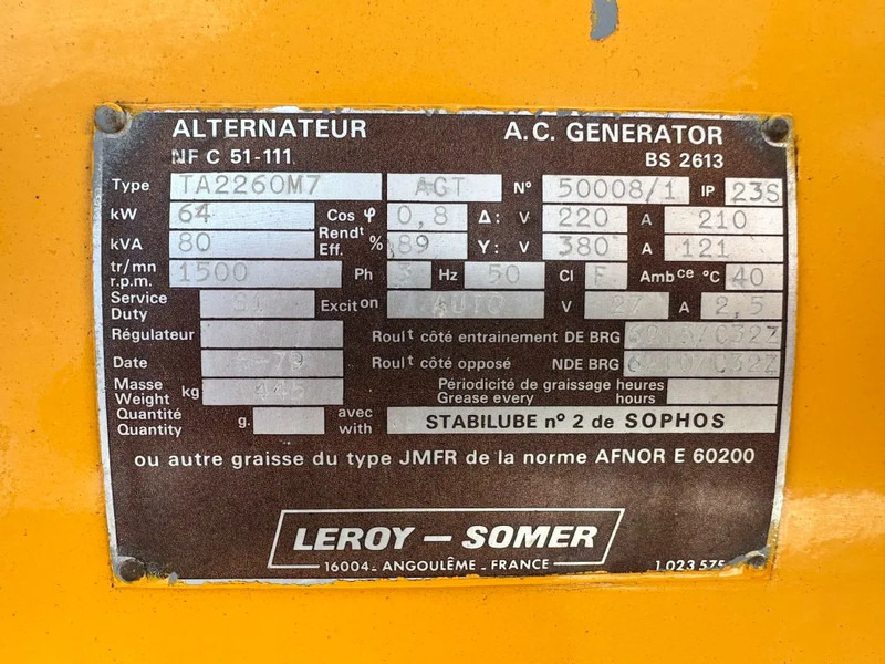 Ford Leroy Somer 80 kVA noodstroom generatorset ex Emergency 119 hours ! - Elektrický generátor: obrázok 5 Ford Leroy Somer 80 kVA noodstroom generatorset ex Emergency 119 hours ! - Elektrický generátor: obrázok 5