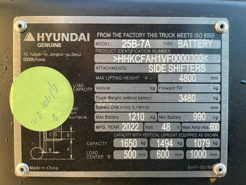 Hyundai 25B-7A 2.5 ton Triplex Freelift Sideshift Elektra Heftruck Nieuw - Elektrický vysokozdvižný vozík: obrázok 4 Hyundai 25B-7A 2.5 ton Triplex Freelift Sideshift Elektra Heftruck Nieuw - Elektrický vysokozdvižný vozík: obrázok 4
