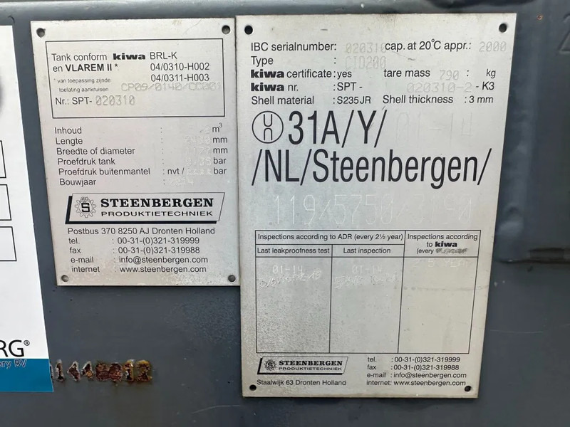 IBC Steenbergen Kiwa IBC 2000 liter dieseltank met handpomp Milieutank - Lodny kontajner: obrázok 3 IBC Steenbergen Kiwa IBC 2000 liter dieseltank met handpomp Milieutank - Lodny kontajner: obrázok 3