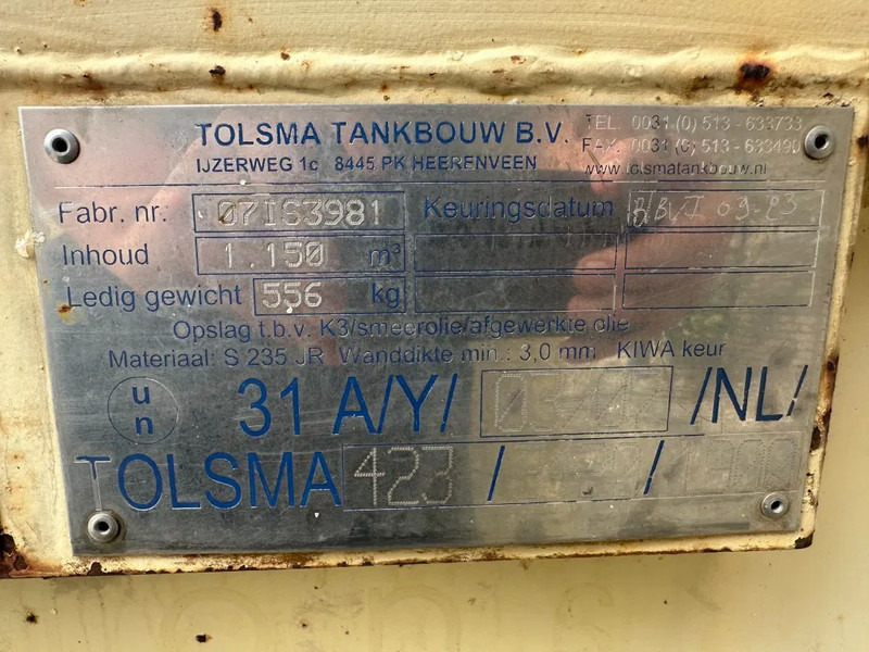 Tolsma Kiwa IBC 1150 liter Dieseltank Milieutank - Lodny kontajner: obrázok 4 Tolsma Kiwa IBC 1150 liter Dieseltank Milieutank - Lodny kontajner: obrázok 4