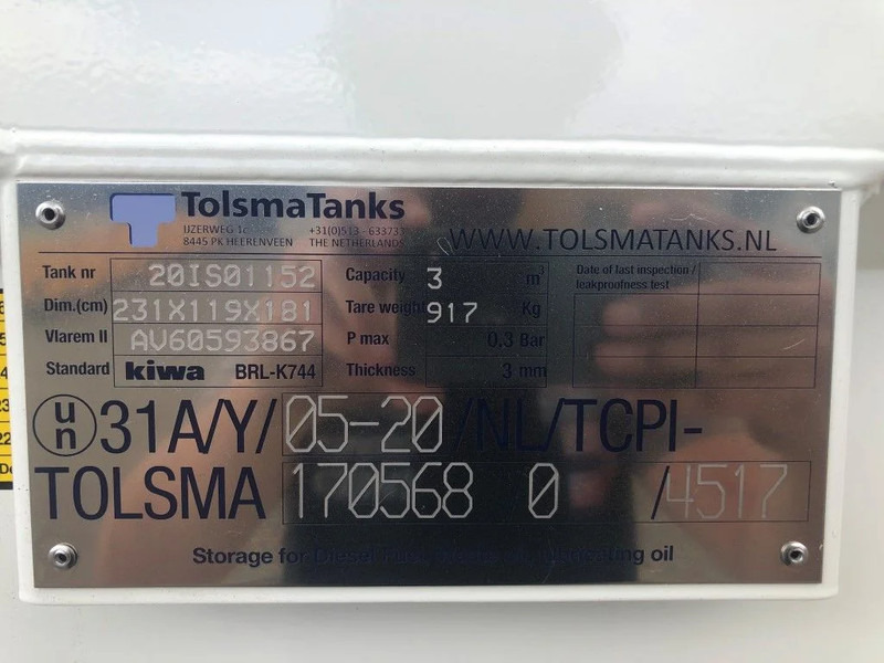 Tolsma Kiwa IBC 3000 liter dieseltank nieuw ! - Skladovacia nádrž: obrázok 3 Tolsma Kiwa IBC 3000 liter dieseltank nieuw ! - Skladovacia nádrž: obrázok 3