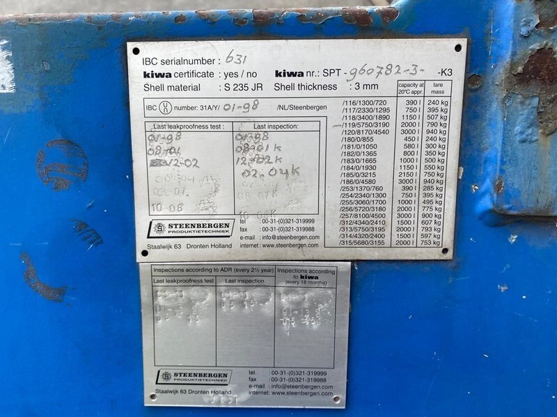 Steenbergen 2000 liter Kiwa IBC dieseltank met handpomp met keuring - Skladovacia nádrž: obrázok 4 Steenbergen 2000 liter Kiwa IBC dieseltank met handpomp met keuring - Skladovacia nádrž: obrázok 4