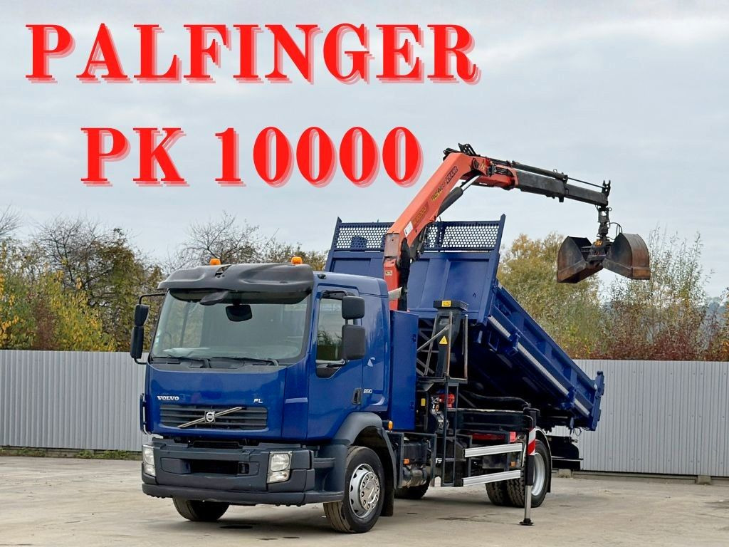 Volvo FL280 KIPPER 4,35m * PALFINGER PK 10000 + FUNK - Sklápač, Auto s hydraulickou rukou: obrázok 1 Volvo FL280 KIPPER 4,35m * PALFINGER PK 10000 + FUNK - Sklápač, Auto s hydraulickou rukou: obrázok 1