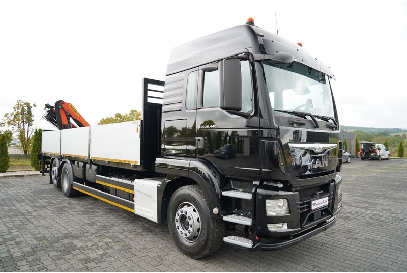 Valníkový/ Plošinový nákladný automobil, Auto s hydraulickou rukou MAN TGS 26.440 / 6X2 / SKRZYNIOWY 7,5 M / OŚ PODNOSZONA  + HDS PALFI: obrázok 13