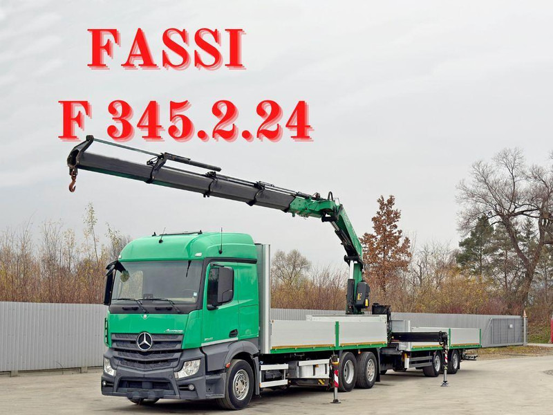 Mercedes-Benz ACTROS 2645 * FASSI F 345.24 + FUNK + Anhänger - Valníkový/ Plošinový nákladný automobil, Auto s hydraulickou rukou: obrázok 1 Mercedes-Benz ACTROS 2645 * FASSI F 345.24 + FUNK + Anhänger - Valníkový/ Plošinový nákladný automobil, Auto s hydraulickou rukou: obrázok 1