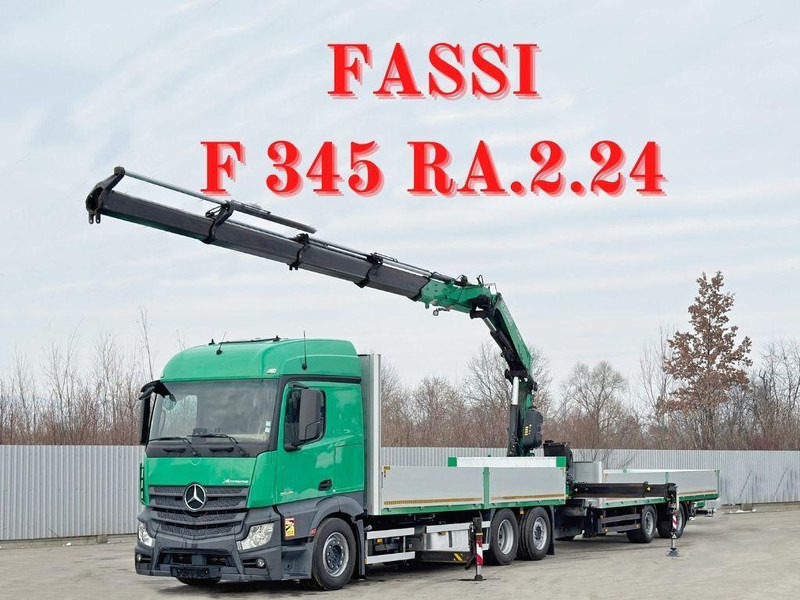 Mercedes-Benz ACTROS 2645 * FASSI F345.24 + FUNK + Anhänger - Valníkový/ Plošinový nákladný automobil, Auto s hydraulickou rukou: obrázok 1 Mercedes-Benz ACTROS 2645 * FASSI F345.24 + FUNK + Anhänger - Valníkový/ Plošinový nákladný automobil, Auto s hydraulickou rukou: obrázok 1
