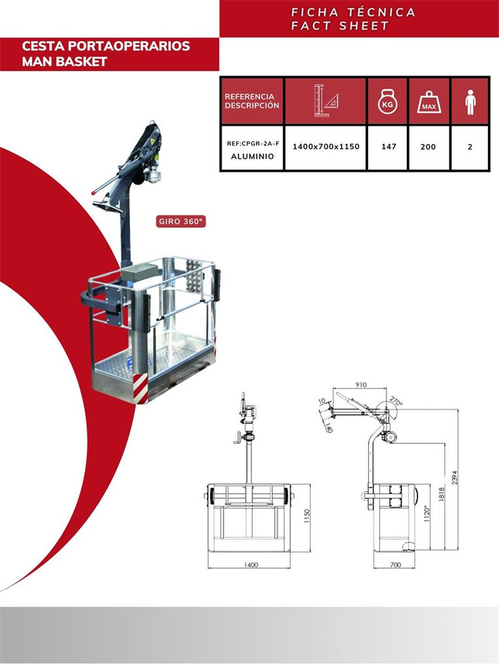 Rotating Height-Adjustable Man Basket CPGR-2A-F - Príslušenstvo pre Hydraulická ruka: obrázok 3 Rotating Height-Adjustable Man Basket CPGR-2A-F - Príslušenstvo pre Hydraulická ruka: obrázok 3
