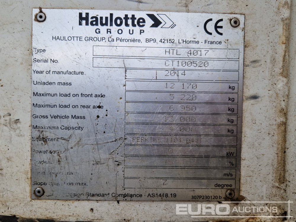 2014 Haulotte HTL4017 - Teleskopický nakladač: obrázok 2 2014 Haulotte HTL4017 - Teleskopický nakladač: obrázok 2