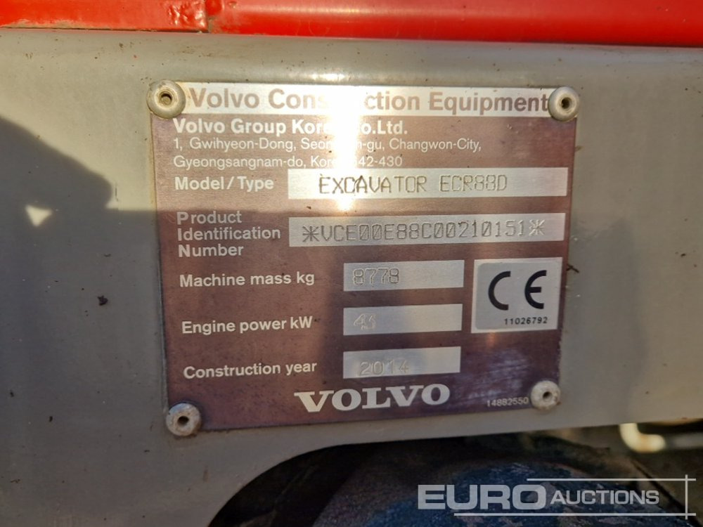 Mini rýpadlo 2014 Volvo ECR88D: obrázok 35 Mini rýpadlo 2014 Volvo ECR88D: obrázok 35