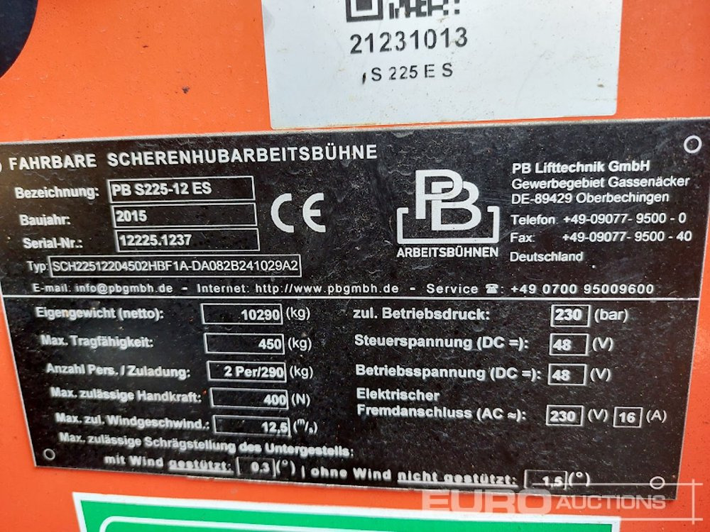 2015 PB-Lift S225-12 ES Diesel Scissor Lift, 22.5m Working Height, 600kg Platform Capacity, Extending Deck, Non Marking Tyres (WILL NOT ARRIVE) - Pracovná plošina: obrázok 3 2015 PB-Lift S225-12 ES Diesel Scissor Lift, 22.5m Working Height, 600kg Platform Capacity, Extending Deck, Non Marking Tyres (WILL NOT ARRIVE) - Pracovná plošina: obrázok 3