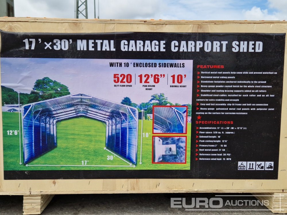 Unused 2025 17'x30' Metal Garage Carport Shed in 2.1x1x0.6m Transport Box - Obytný kontajner: obrázok 2 Unused 2025 17'x30' Metal Garage Carport Shed in 2.1x1x0.6m Transport Box - Obytný kontajner: obrázok 2