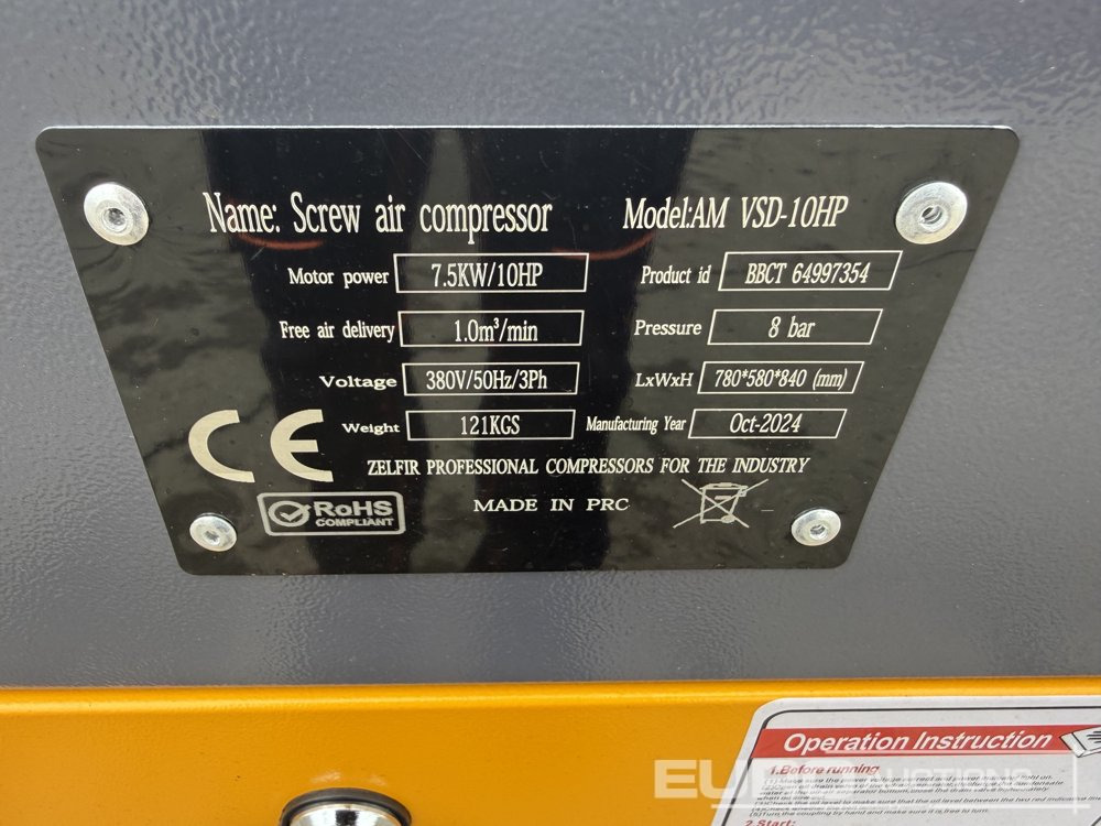 Vzduchový kompresor Unused 2024 Zelfir VSD-10HP: obrázok 11 Vzduchový kompresor Unused 2024 Zelfir VSD-10HP: obrázok 11