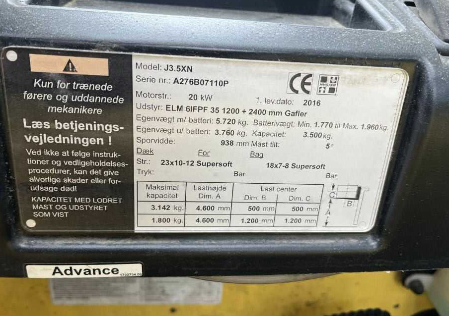 Hyster J3.5XN - Elektrický vysokozdvižný vozík: obrázok 4 Hyster J3.5XN - Elektrický vysokozdvižný vozík: obrázok 4