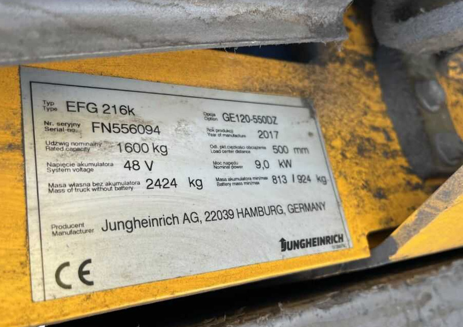 Jungheinrich EFG216k - Elektrický vysokozdvižný vozík: obrázok 4 Jungheinrich EFG216k - Elektrický vysokozdvižný vozík: obrázok 4