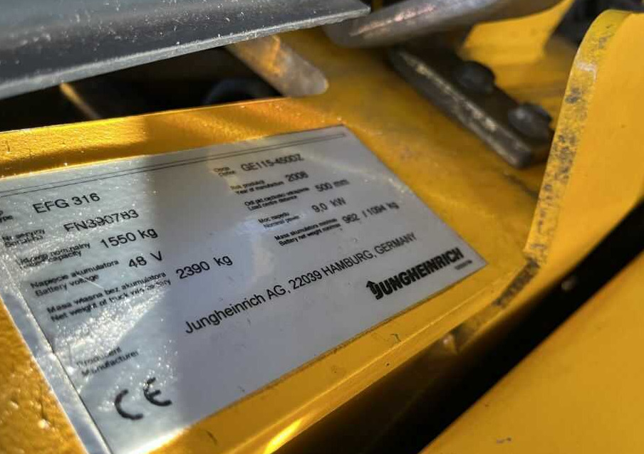 Jungheinrich EFG316 - Elektrický vysokozdvižný vozík: obrázok 4 Jungheinrich EFG316 - Elektrický vysokozdvižný vozík: obrázok 4