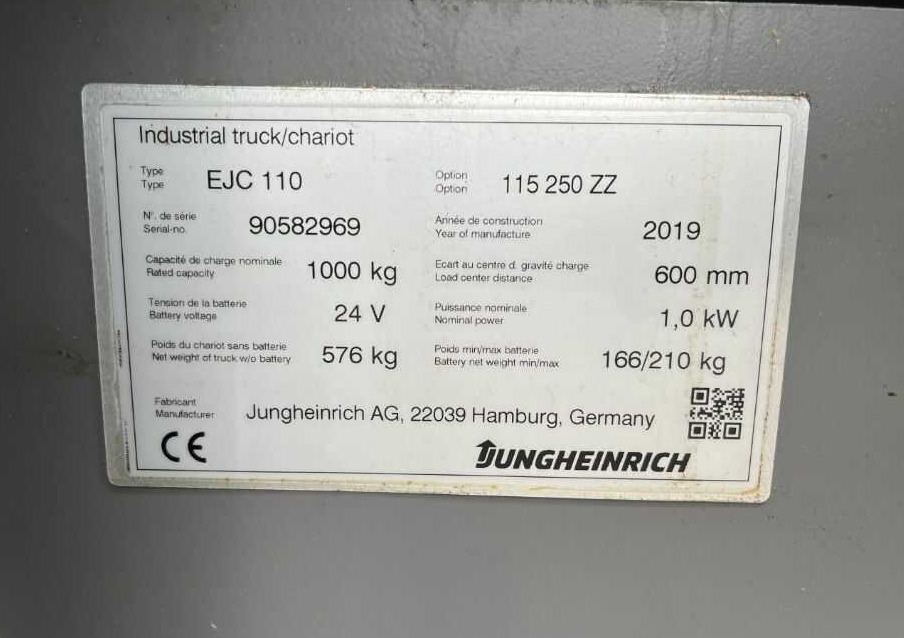 Jungheinrich EJC110 - Stohovač: obrázok 4 Jungheinrich EJC110 - Stohovač: obrázok 4