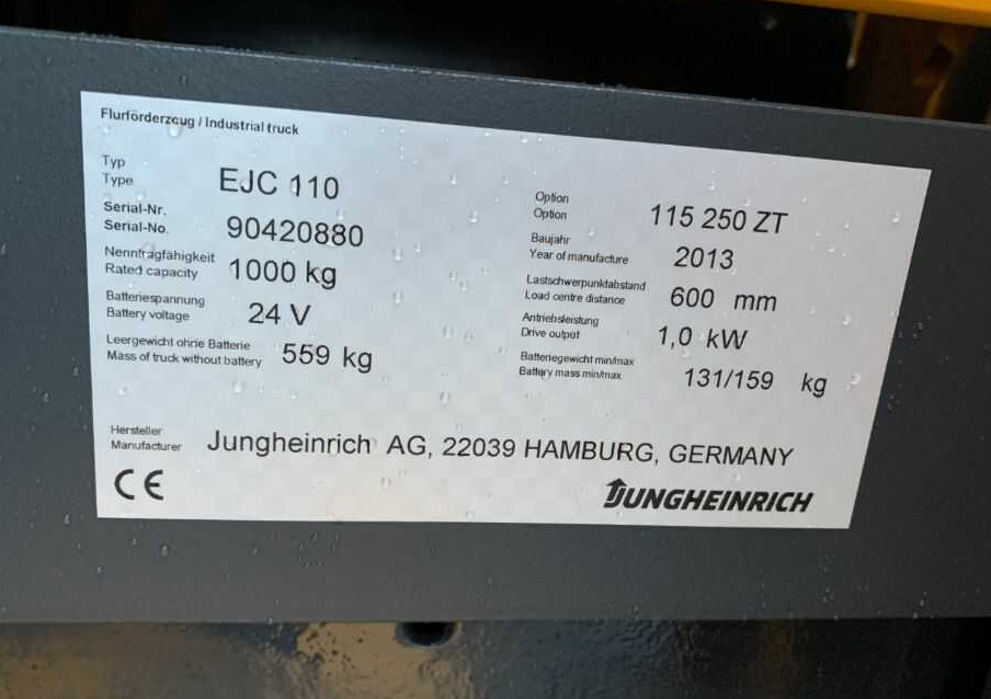 Jungheinrich EJC110 - Stohovač: obrázok 4 Jungheinrich EJC110 - Stohovač: obrázok 4