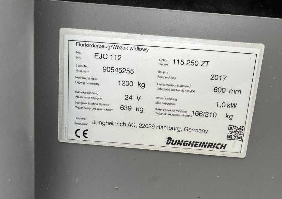 Jungheinrich EJC112 - Stohovač: obrázok 4 Jungheinrich EJC112 - Stohovač: obrázok 4