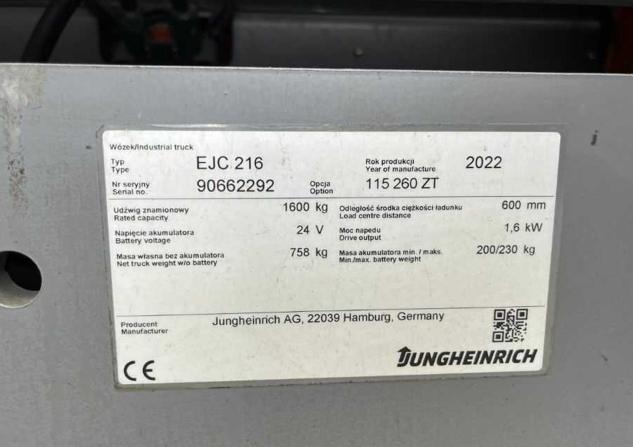 Jungheinrich EJC216 - Stohovač: obrázok 4 Jungheinrich EJC216 - Stohovač: obrázok 4