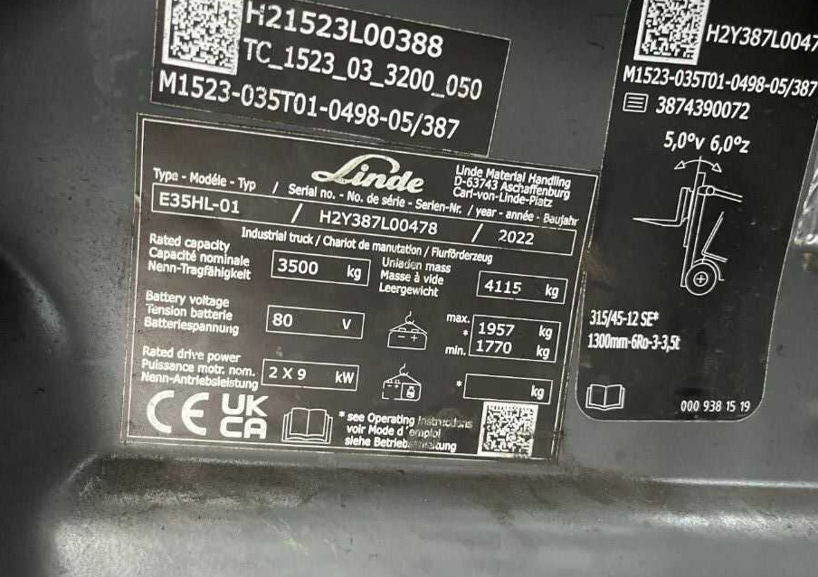 Linde E35HL-01 - Elektrický vysokozdvižný vozík: obrázok 4 Linde E35HL-01 - Elektrický vysokozdvižný vozík: obrázok 4