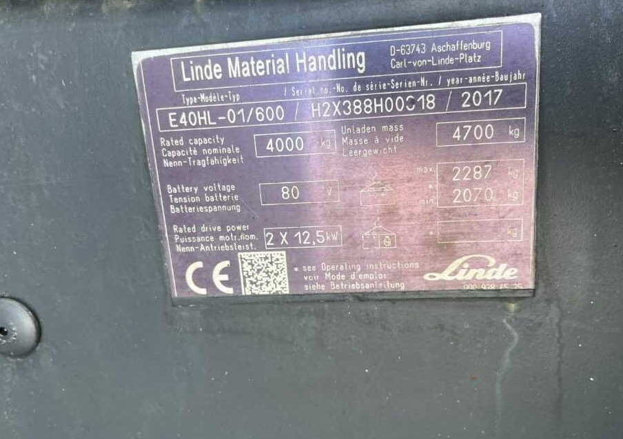 Linde E40HL-01/600 - Elektrický vysokozdvižný vozík: obrázok 4 Linde E40HL-01/600 - Elektrický vysokozdvižný vozík: obrázok 4
