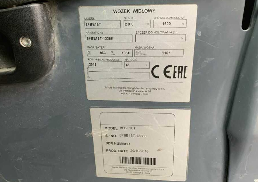 Toyota 8FBE16T - Elektrický vysokozdvižný vozík: obrázok 4 Toyota 8FBE16T - Elektrický vysokozdvižný vozík: obrázok 4