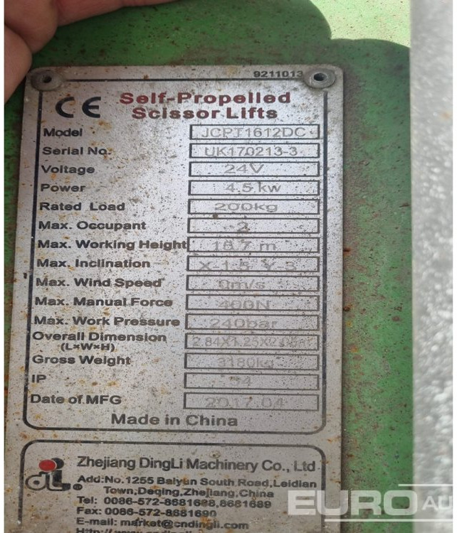 2017 Dingli JCPT1612DCB - Samohybná plošiny: obrázok 5 2017 Dingli JCPT1612DCB - Samohybná plošiny: obrázok 5