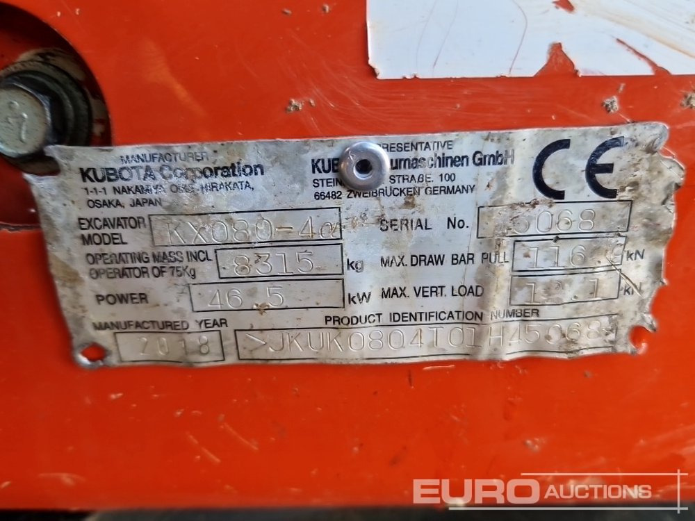 Mini rýpadlo 2018 Kubota KX080-4A: obrázok 49
