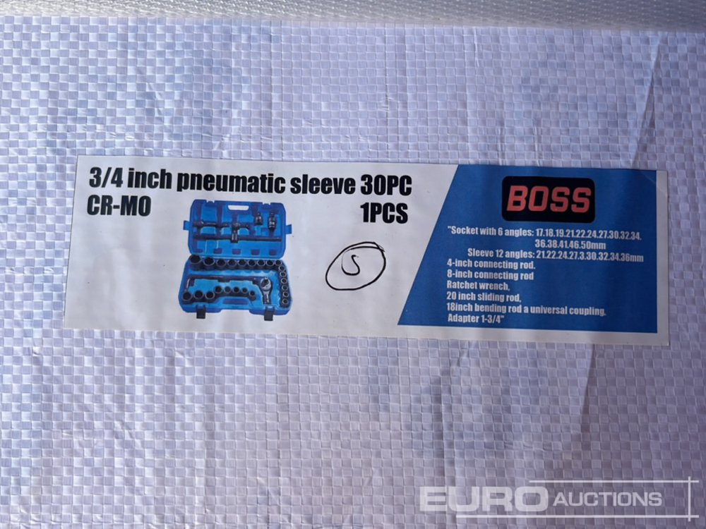 Stavebné zariadenia Boss 3/4" 30pc Heavy Duty Pneumatic Socket Set, 4" Connecting Rod, 8" Connecting Rod, Ratchet Wrench, 20" Sliding Rod, 18" Bending Rod Universal Coupling, Adapter1-3/4": obrázok 16 Stavebné zariadenia Boss 3/4" 30pc Heavy Duty Pneumatic Socket Set, 4" Connecting Rod, 8" Connecting Rod, Ratchet Wrench, 20" Sliding Rod, 18" Bending Rod Universal Coupling, Adapter1-3/4": obrázok 16