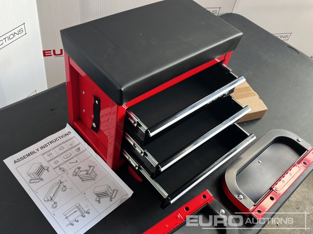 Vybavenie garáže/ Dielne Unused Boss Wheeled Stool Tool Box, 3 Drawers, Magnetic Trays: obrázok 8