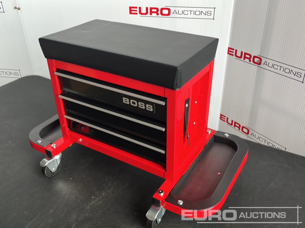 Vybavenie garáže/ Dielne Unused Boss Wheeled Stool Tool Box, 3 Drawers, Magnetic Trays: obrázok 12