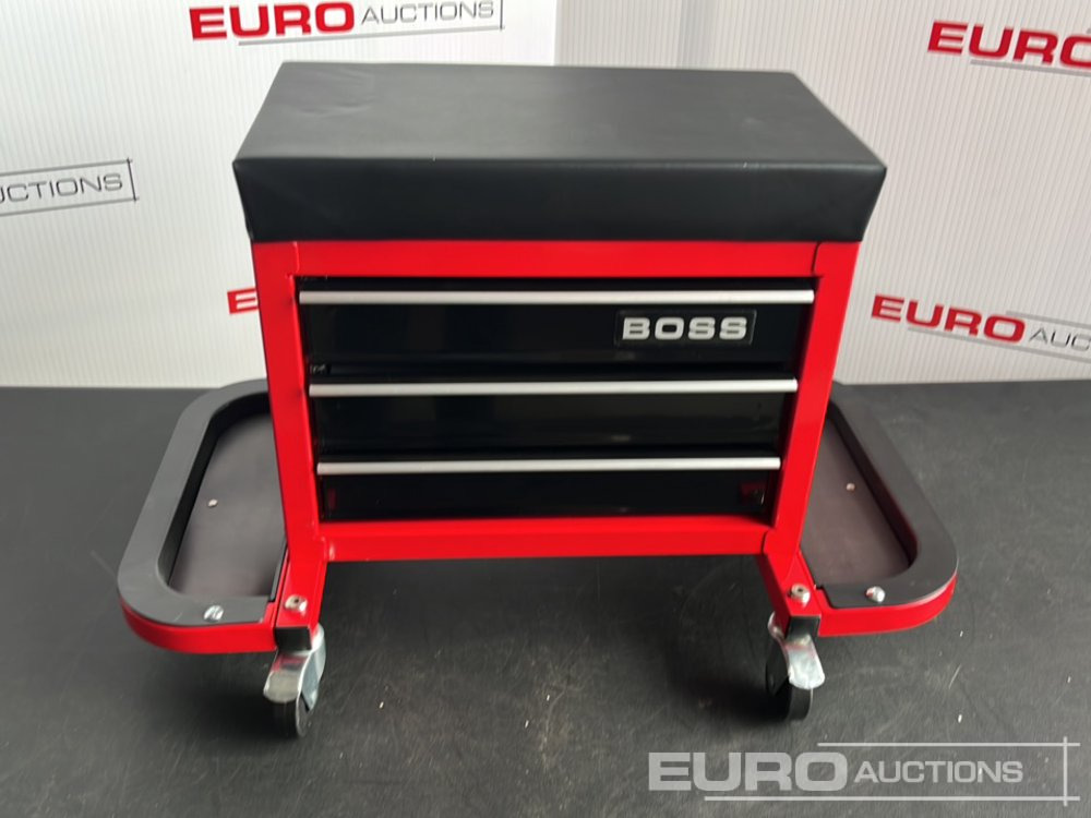 Vybavenie garáže/ Dielne Unused Boss Wheeled Stool Tool Box, 3 Drawers, Magnetic Trays: obrázok 11
