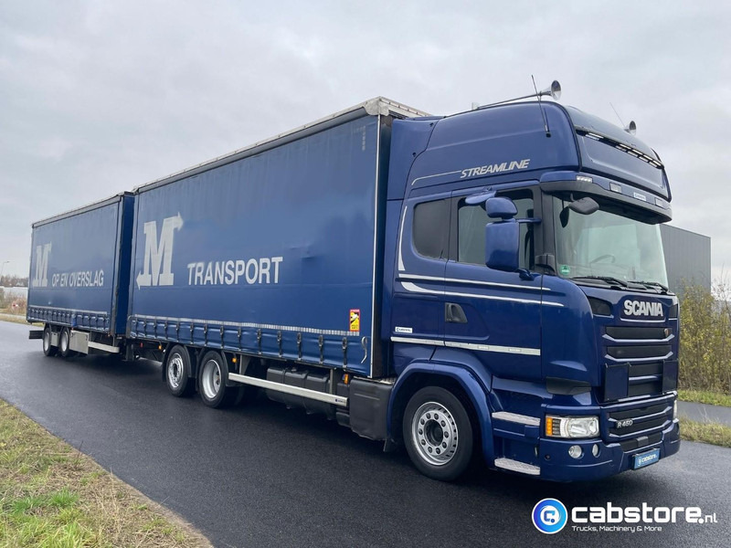Scania R450 LB6X2MLB Euro 6 - Bouwjaar 2016 - Topline - Doorlaad-volume combi+ Wecon Middenas aanhangwagen - Good condition - Plachtové nákladné vozidlo: obrázok 1 Scania R450 LB6X2MLB Euro 6 - Bouwjaar 2016 - Topline - Doorlaad-volume combi+ Wecon Middenas aanhangwagen - Good condition - Plachtové nákladné vozidlo: obrázok 1