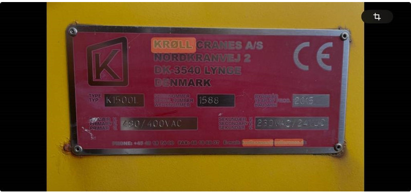 Vežový žeriav KROLL K1500L: obrázok 6 Vežový žeriav KROLL K1500L: obrázok 6
