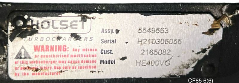 Holset HE400VG - Turbodúchadlo: obrázok 3 Holset HE400VG - Turbodúchadlo: obrázok 3