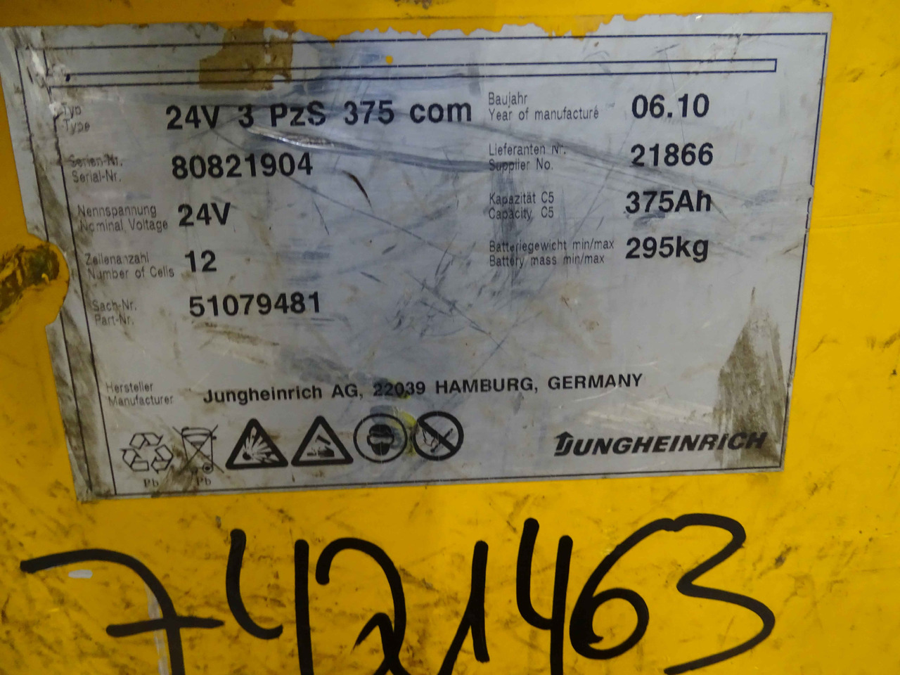Jungheinrich 24V375AH - Akumulátor pre Manipulačná technika: obrázok 4 Jungheinrich 24V375AH - Akumulátor pre Manipulačná technika: obrázok 4